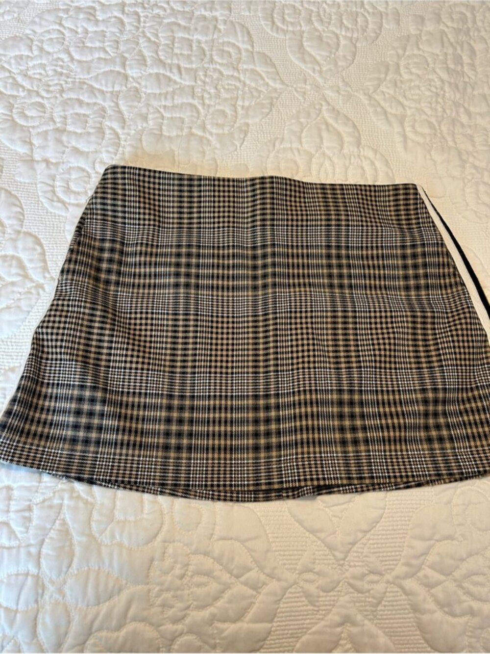 Brown and Black Plaid Mini Skirt